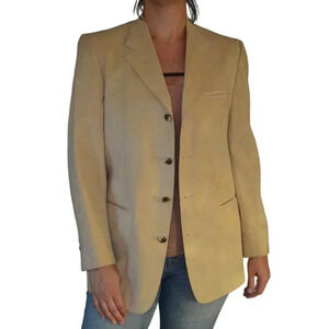 Westridge Tailored For Sheplers Beige Suede Blazer Men's L Single-Breasted With